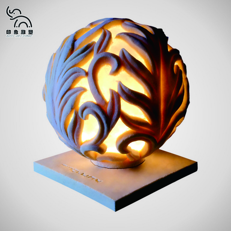 树脂砂岩欧式浮雕圆形球灯园林装饰灯