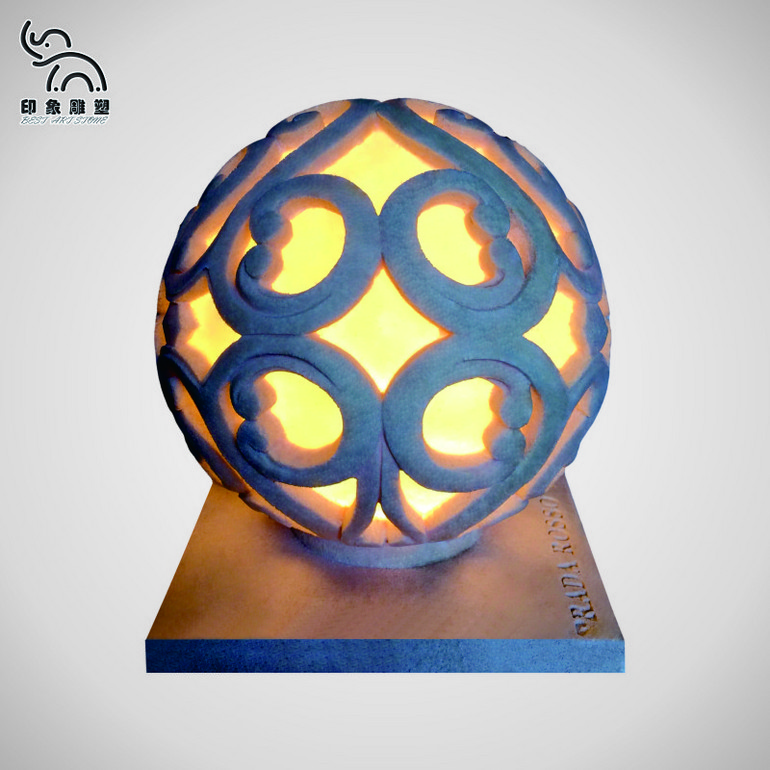 黄光砂岩欧式浮雕圆形球灯园林装饰灯