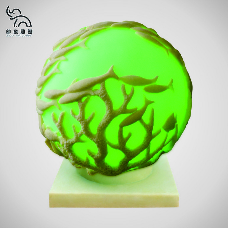 绿色砂岩欧式浮雕圆形球灯园林装饰灯