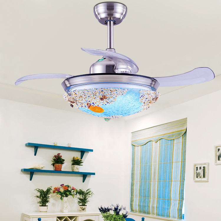 科佰实y4217静音隐形LED风扇灯地中海创意风扇灯餐厅风扇灯吊扇灯