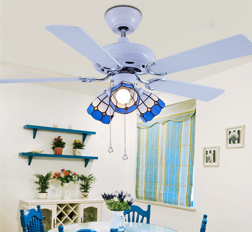 欧式客厅简约吊扇灯 地中海灯饰电风扇吊灯餐厅卧室家用电扇灯具