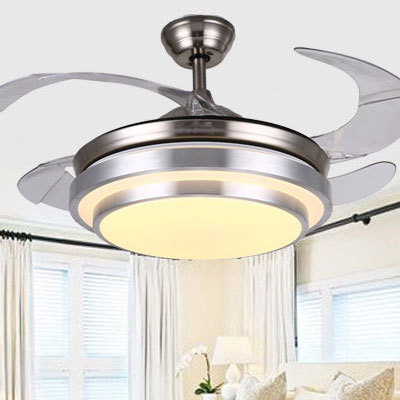 风扇灯隐形 LED餐厅吊扇灯客厅卧室家用简约现代带电风扇的吊灯