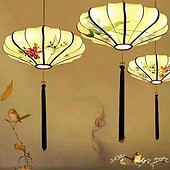 古典中国风手绘国画灯笼餐吊灯