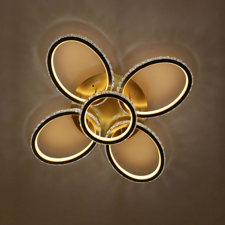 创意设计花瓣形暖光吸顶灯(1+4圆环)