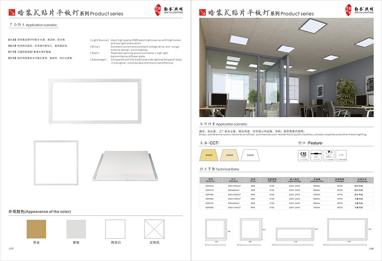 暗装式贴片平板灯	