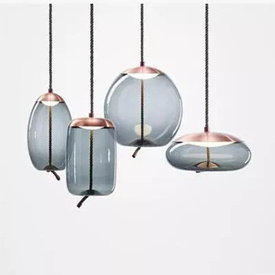 雅蔻后现代简约彩色波浪酒吧玻璃北欧吊灯