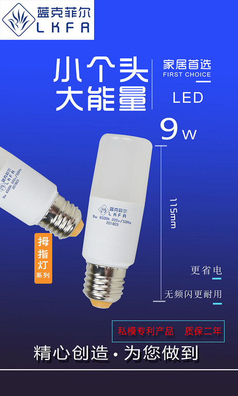 蓝克菲尔9W系列球泡灯