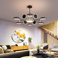 2020新款创意圆环导光LED灯具简约镂空发光客厅卧室餐厅铁艺吊灯