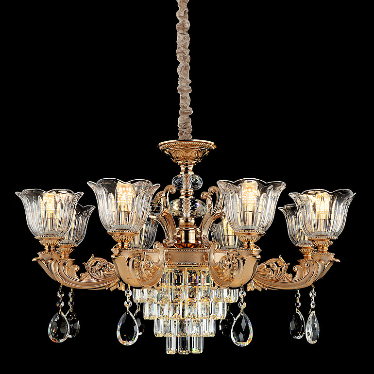 弘居灯府99262/6锌合金加水晶简欧轻奢吊灯