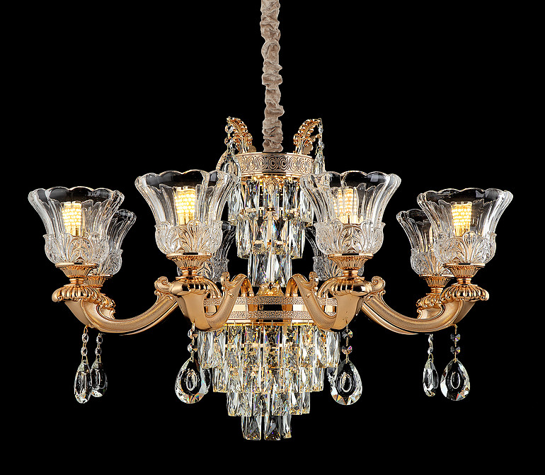 弘居灯府99272/8锌合金加水晶简欧吊灯