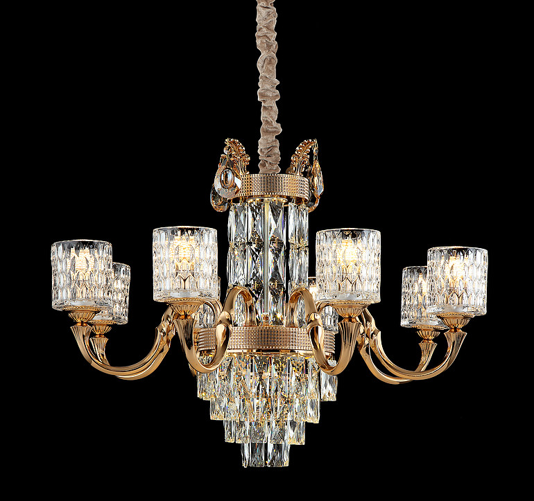 弘居灯府99253/8锌合金加水晶简欧吊灯