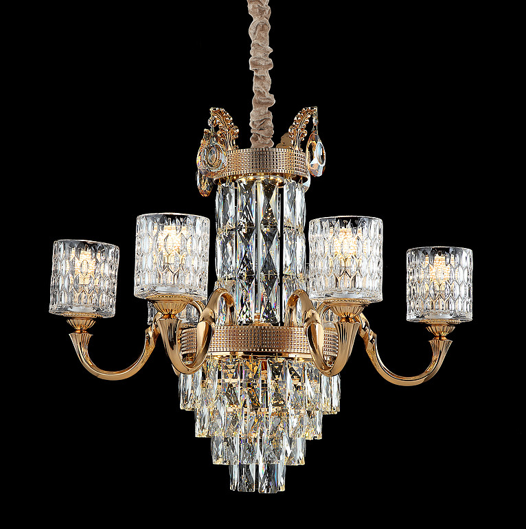 弘居灯府99253/6锌合金加水晶简欧轻奢吊灯