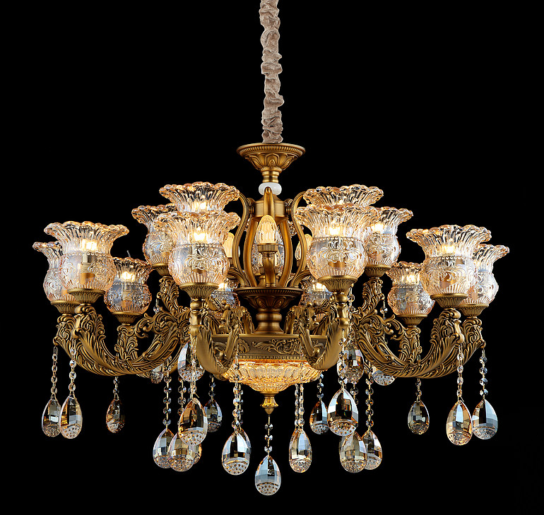 弘居灯府99261/10+5古铜色锌合金加水晶简欧轻奢