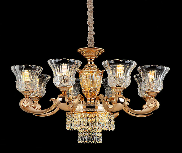 弘居灯府99276/8锌合金加水晶简欧轻奢吊灯