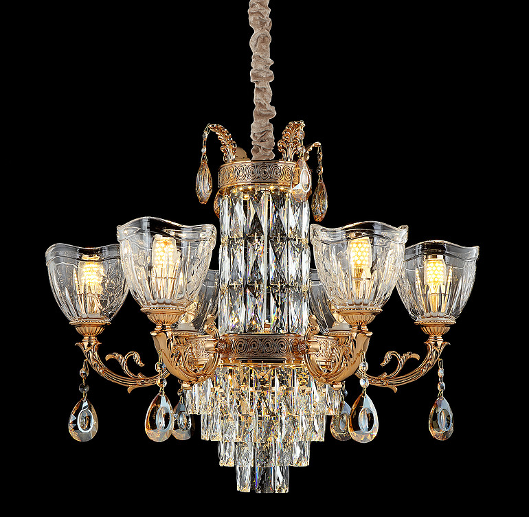 弘居灯府99255/6系列锌合金加水晶简欧轻奢吊灯