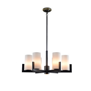 居尚全铜玻璃古黑色客厅吊灯