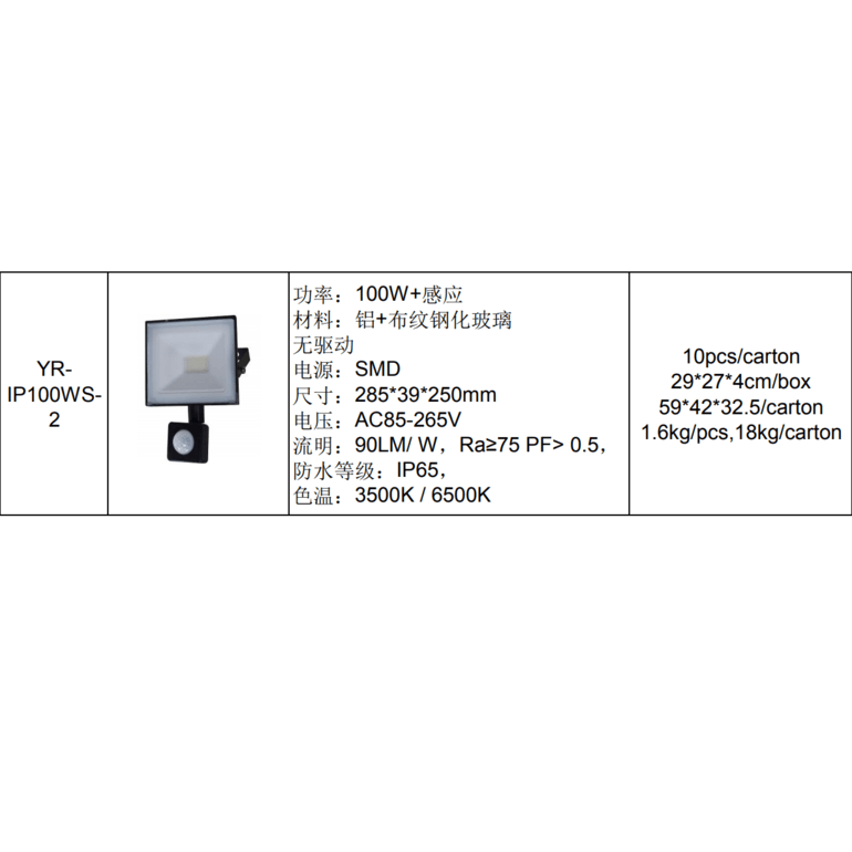 优瑞YRIP100WS- 2系列投光灯