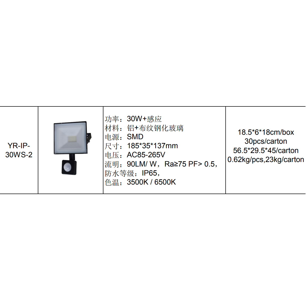 优瑞YR-IP- 30WS-2系列投光灯