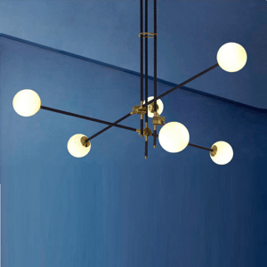 雅蔻北欧后现代圆形玻璃球铁艺LED玻璃分子极简吊灯