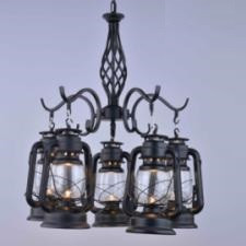 时尚大气五头玻璃材质餐厅吊灯