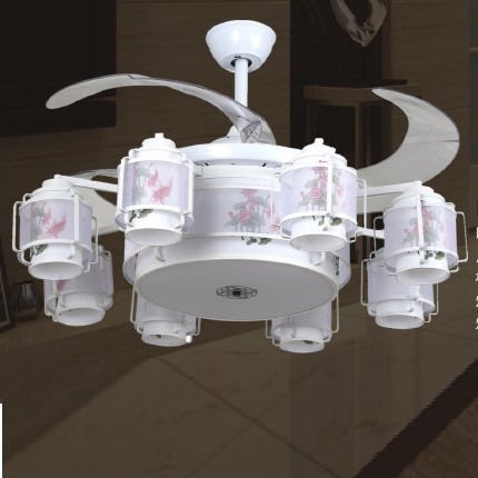 FSD-2948-8中式白色花纹优雅风扇灯
