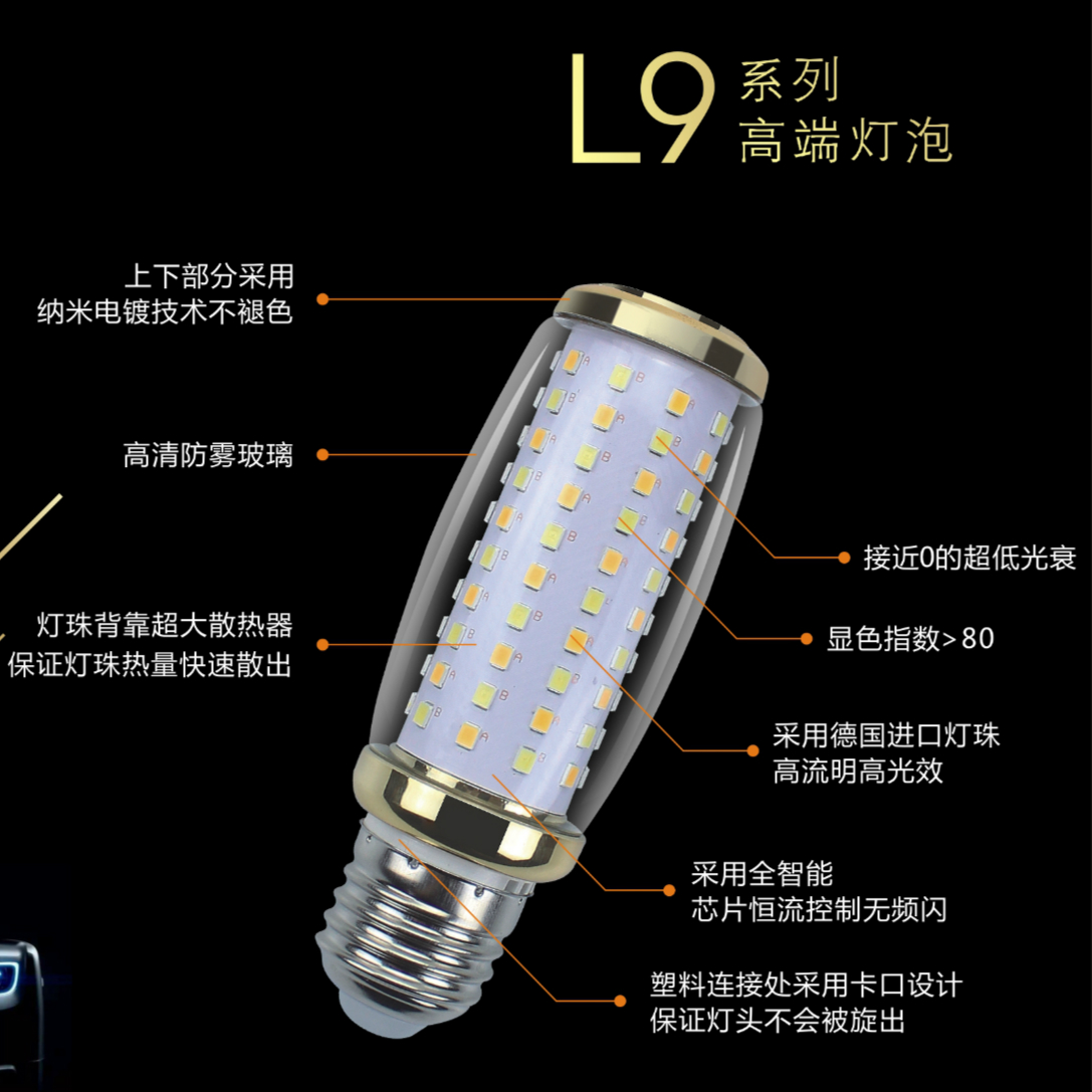 室内高亮L9系列高端螺口LED球泡灯