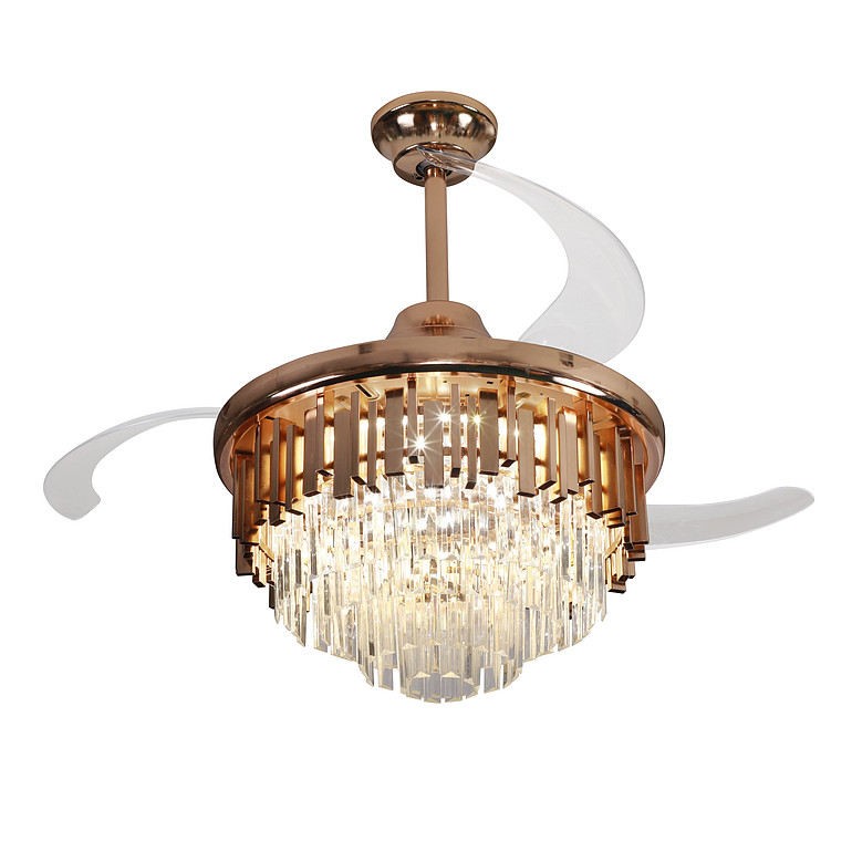 大明轻奢大气水晶隐形客厅卧室餐厅LED风扇灯