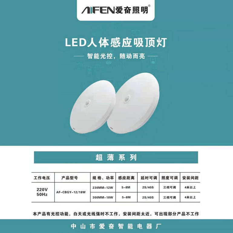 超薄系列LED人体感应吸顶灯