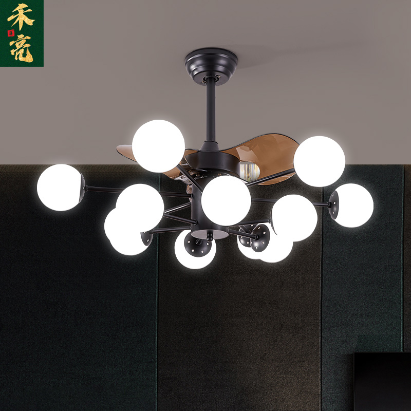 简约现代北欧客厅餐厅LED吊扇灯