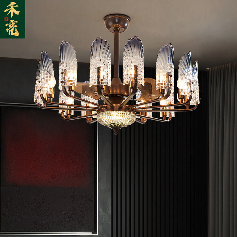 现代轻奢别墅客厅餐厅卧室简约大气风扇吊灯