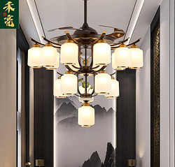 全铜隐形餐厅客厅现代中式风扇吊灯