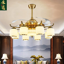 新款中式餐厅客厅灯现代简约LED风扇吊灯