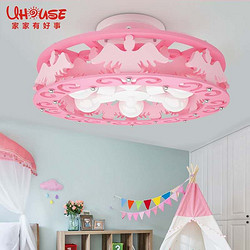 儿童卧室个性创意粉色天鹅LED吸顶灯