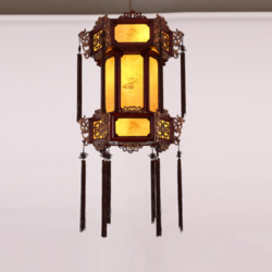 新古典中式吊灯实木雕花灯笼创意茶楼餐厅