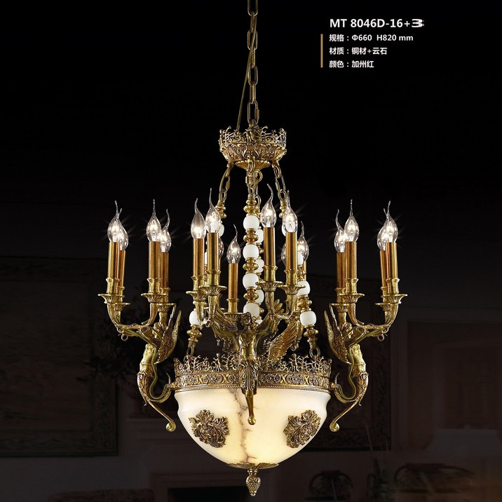 欧式典雅蜡烛室内吊灯铜灯