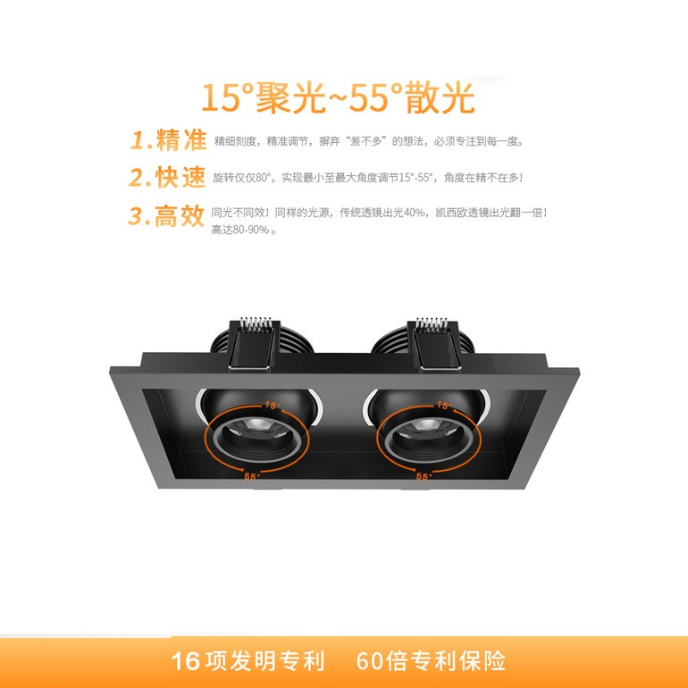 高效变焦格栅射灯