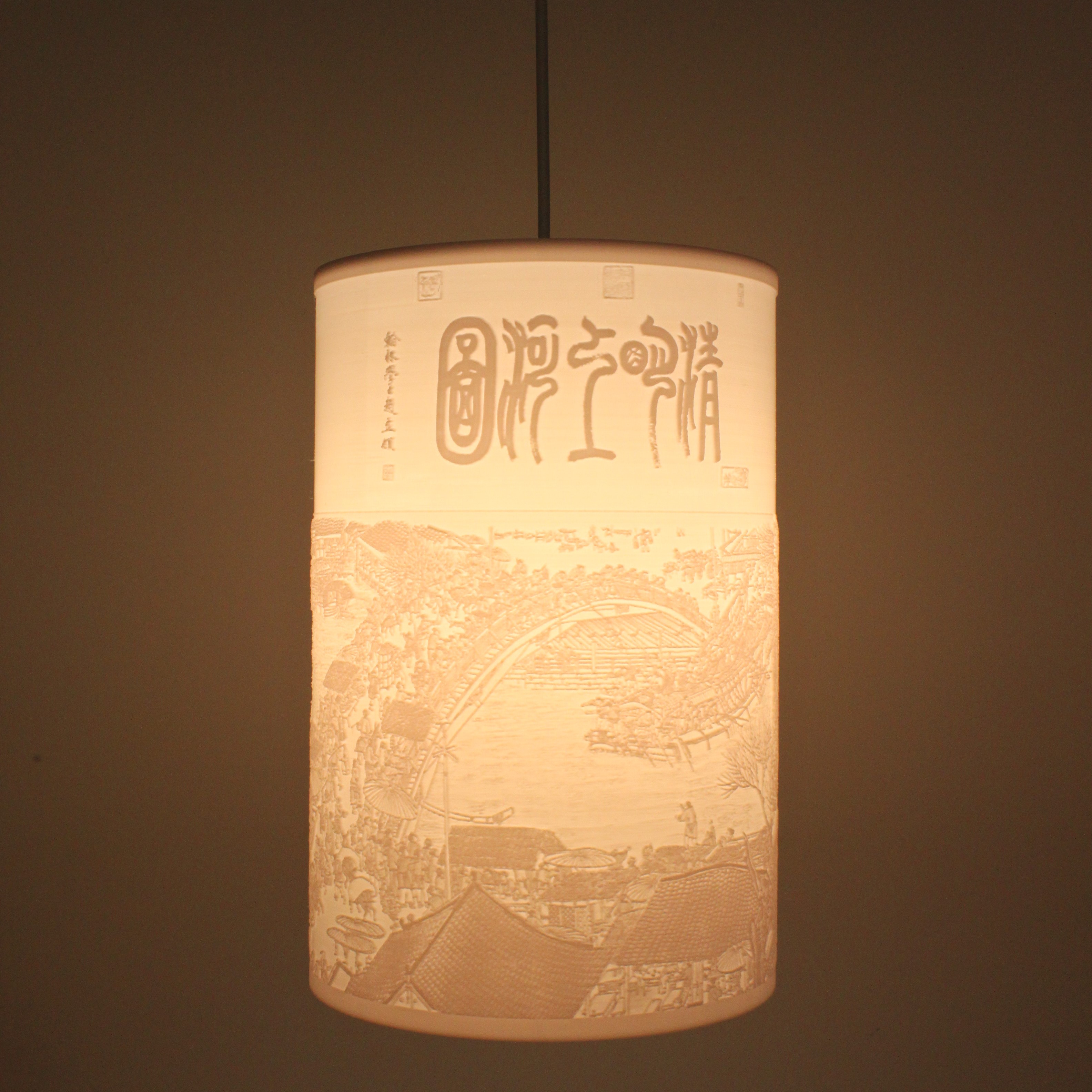 3D打印中式室内客厅清明上河图吊灯