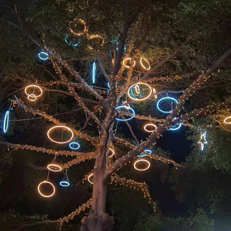 户外LED挂树发光圆圈造型灯