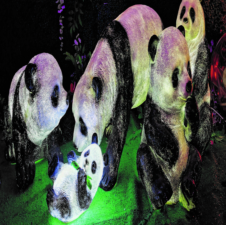 户外园林花园景观LED发光熊猫灯
