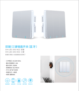 智能情景藍牙雙鍵三鍵墻面開關