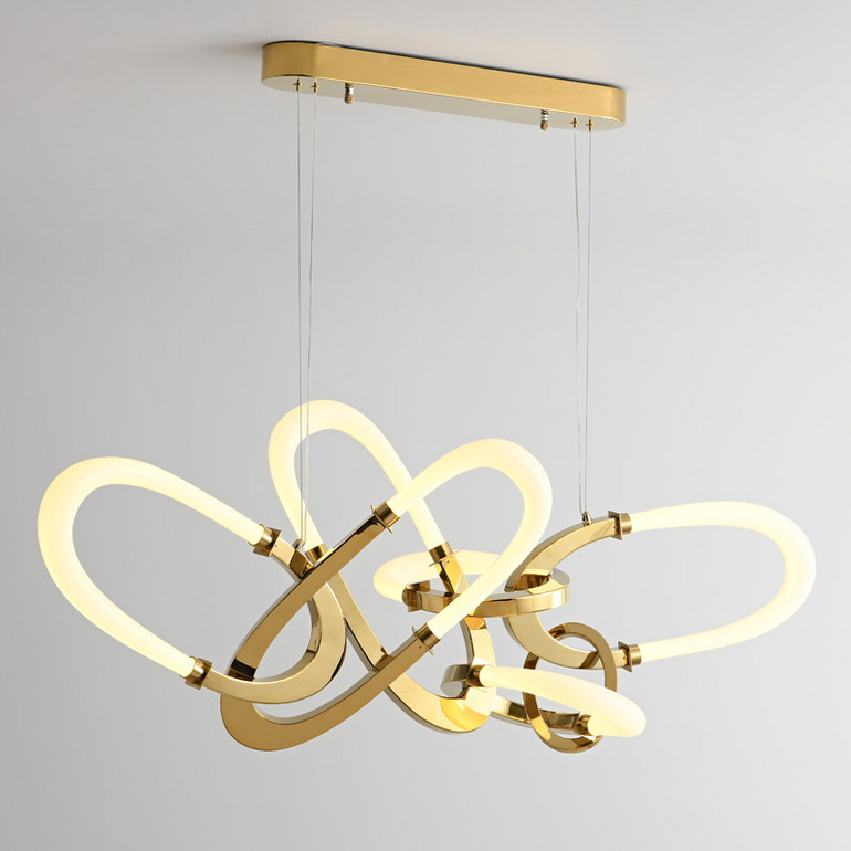 LED室内卧室现代创意金色扣环吊灯