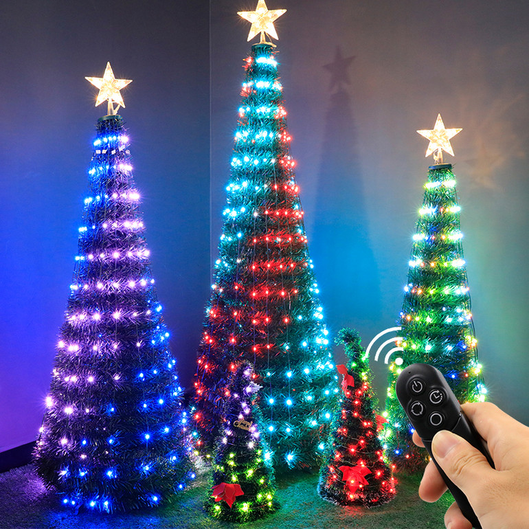 点控RGB七彩同步装饰景观圣诞树灯