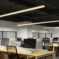 LED办公室简约长条棕色边框吊顶灯