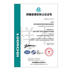 ISO 9001证书模板