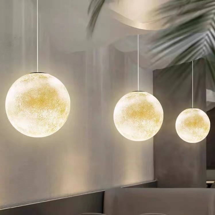 妙歌室内餐厅创意新颖月球款吊灯