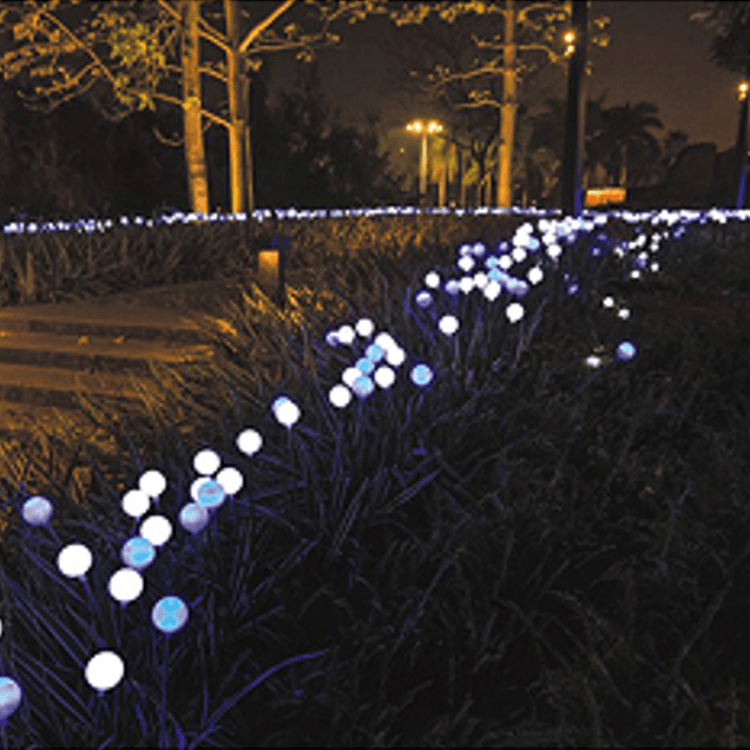 蓝白相间小球文旅灯光小品景观