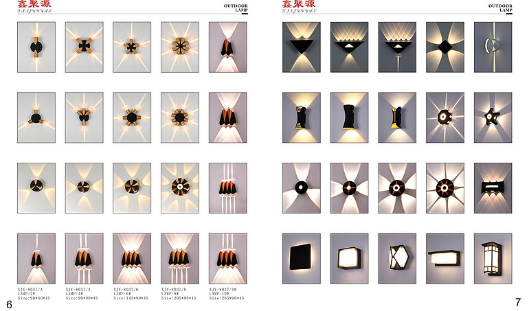 多头聚光户外防水壁灯