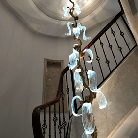 现代创意个性复式客厅水晶楼梯灯
