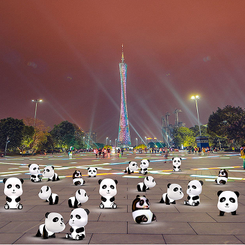 发光熊猫可爱坐着躺着趴着景观灯